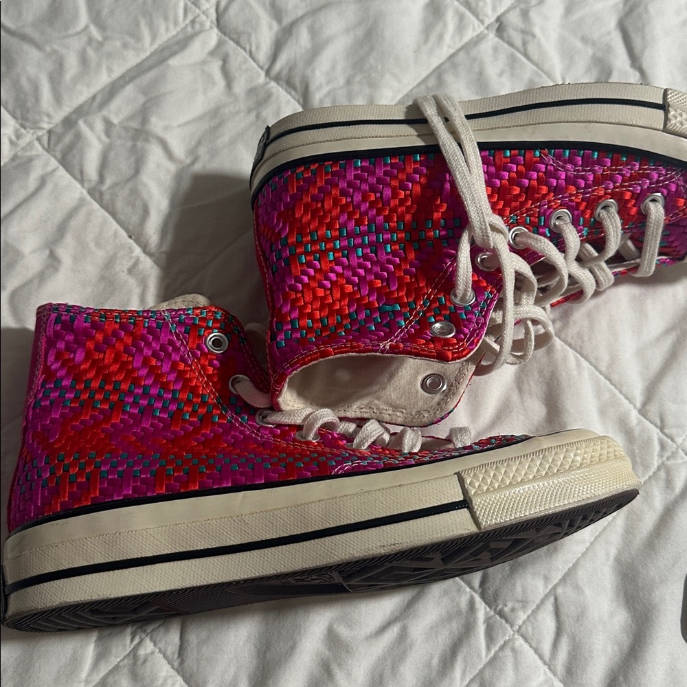 Converse Woven Pink and Red High-Tops - Picture 8 of 8